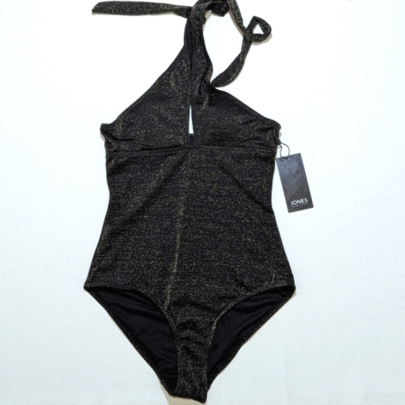 Jones New York | Halter Neck Swimsuit | Gold Metallic Sparkles | NWT | Beach | - Picture 2 of 6